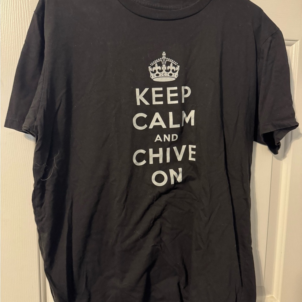 Keep Calm and Chive On Black T-Shirt